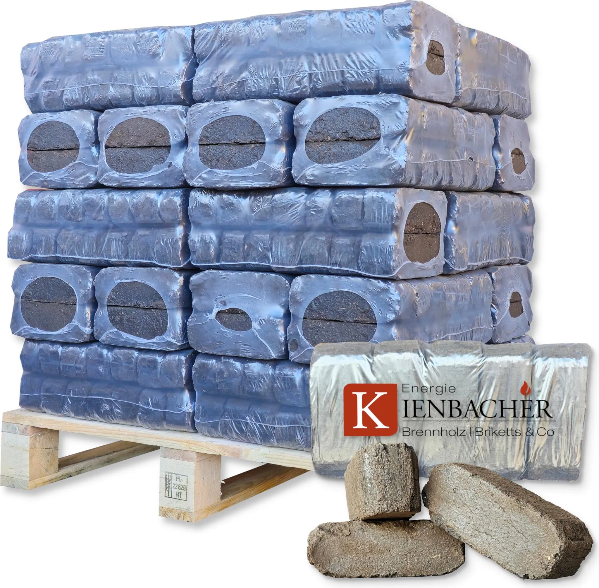 300 kg Torf Briketts Hartholzbriketts Torfkohle Naturkohle aus hochreinem Torf - 30 x 10 kg Torfbrikett auf Palette - Energie Kienbacher