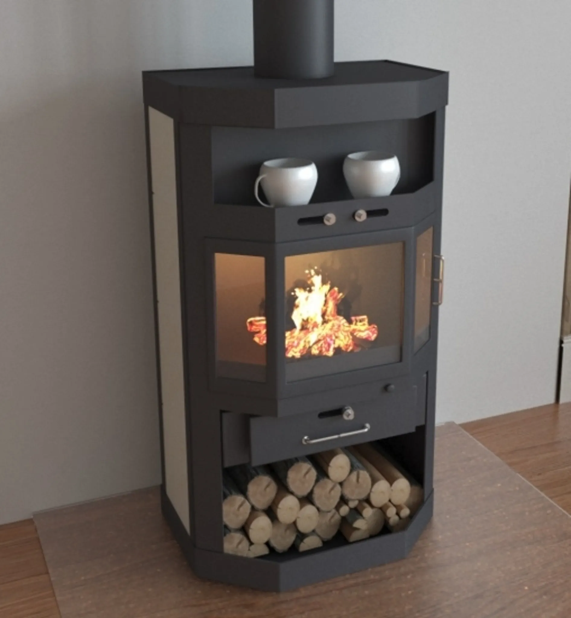 Kaminofen Victoria Taro, schwarz, dauerbrandfähig – 9,04 kW