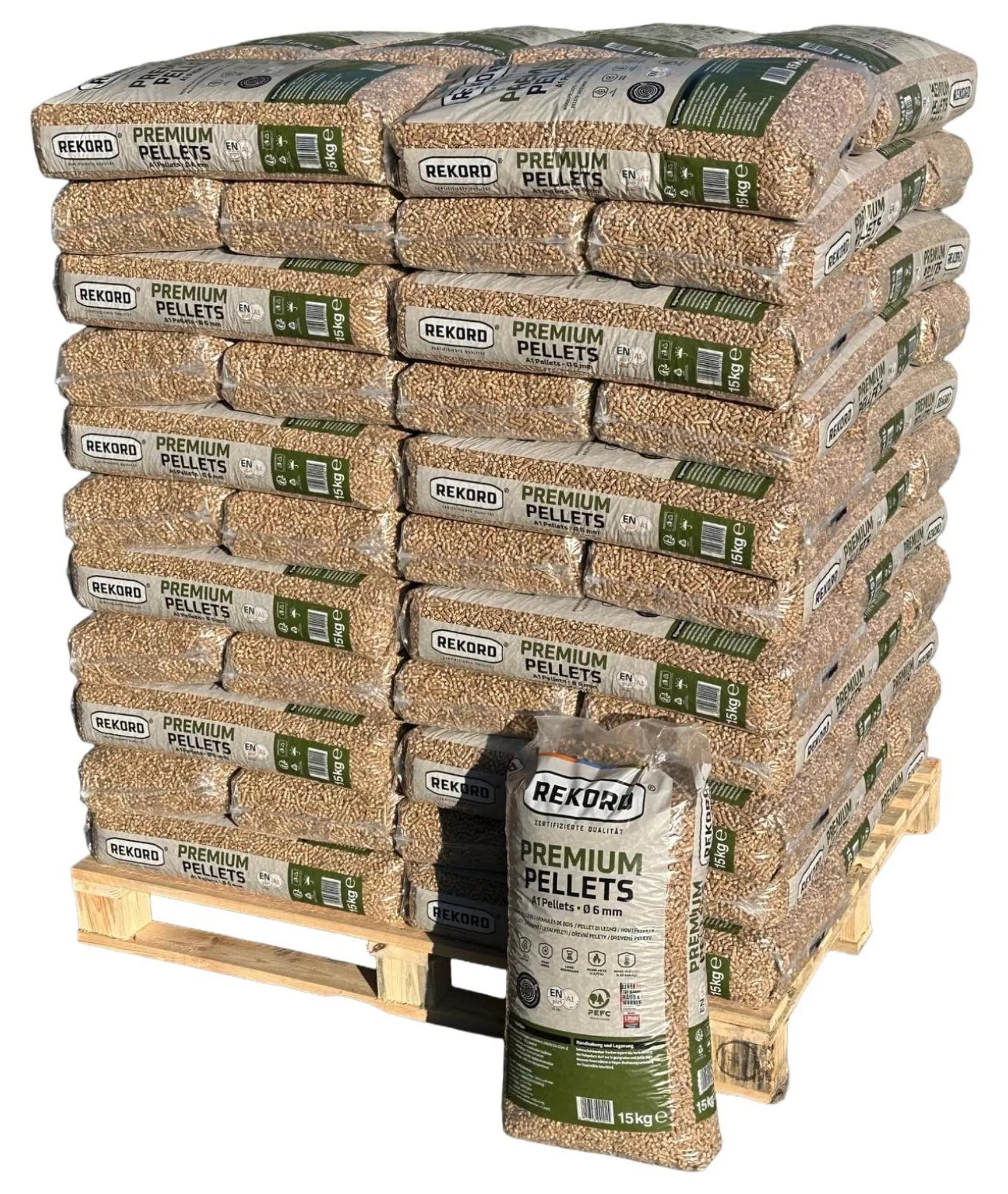 REKORD Premium Holzpellets A1 ENplus - Palette 990 kg, mit telefonischer Ankündigung