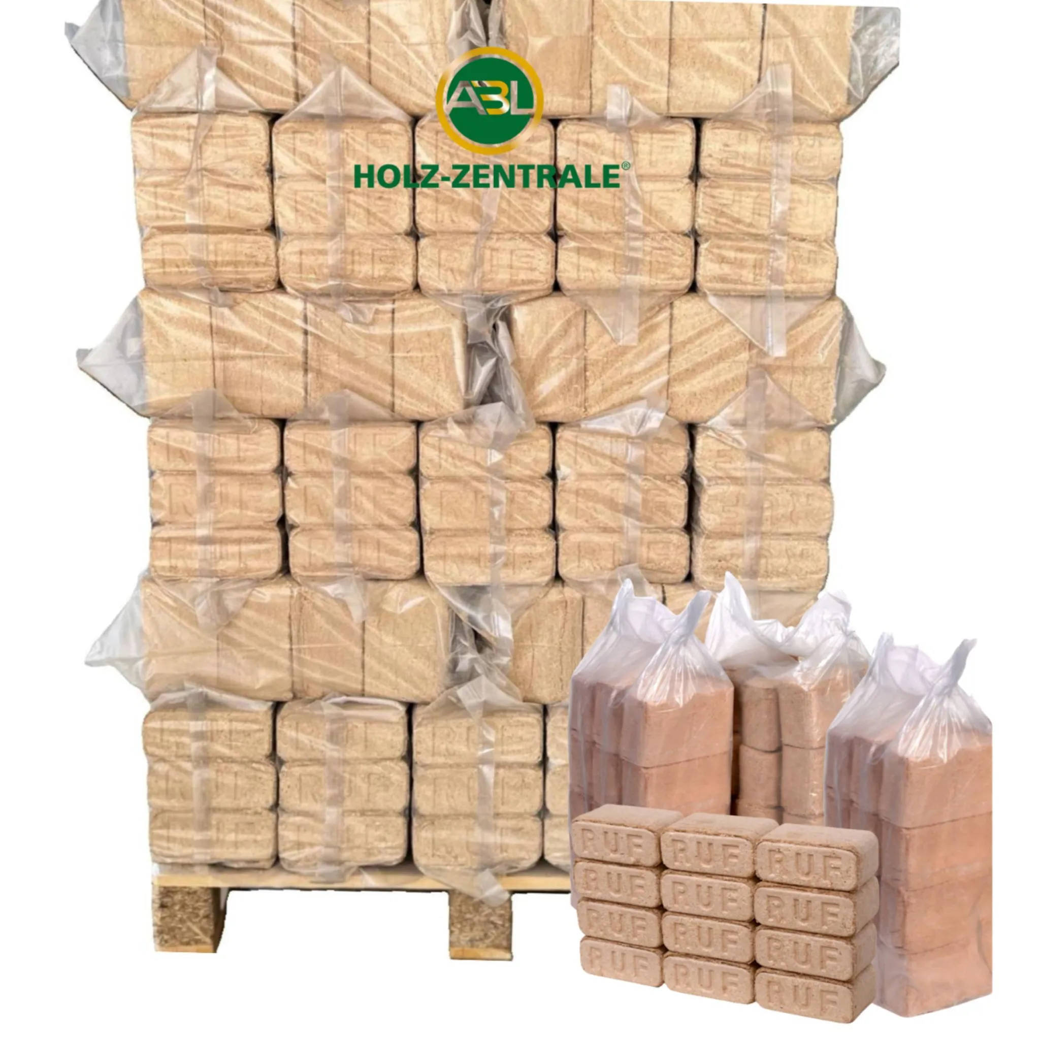 RUF BRIKETTS, 100% Buche – 960 kg Palette (96 Packengen je 10 kg) Hartholzbriketts – Kaminbriketts Ofenbriketts – für Kaminöfen, Brennholz Briketts